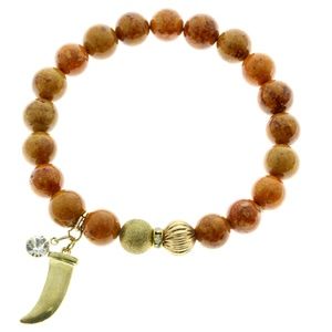 Semi-Precious Fang Stretch-Bracelet Orange & Gold
